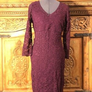 Marina Eggplant Sheath Lace Dress